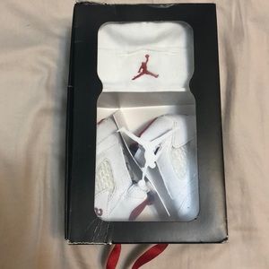 White/Fire red black Jordan 5 Retro